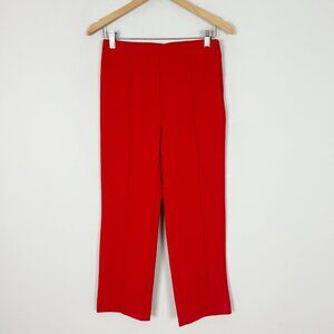 ANN TAYLOR Cherry Red Pintucked Pull On ANKLE PANTS Size 4 Petite Women's